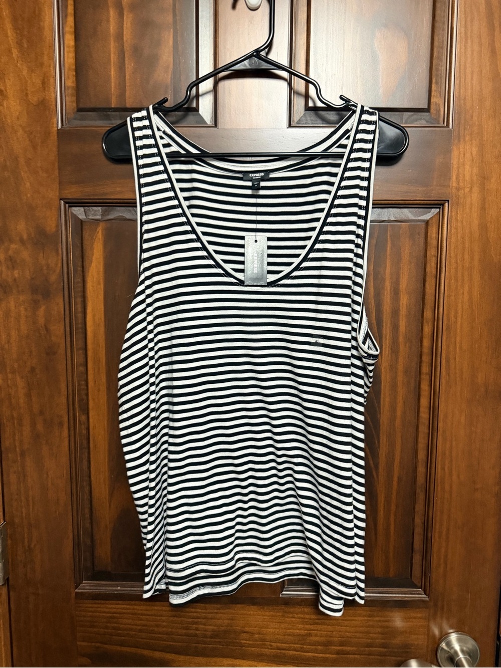 Express Black and White Striped Tank Top